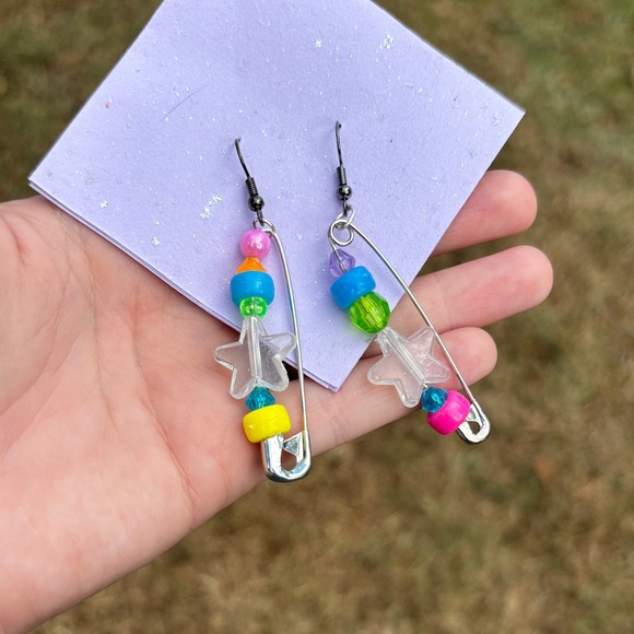 Colorful Beaded Star Earrings for Kids - Picture 1 of 2